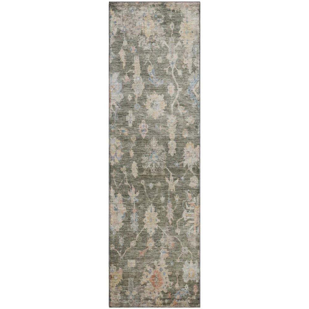 Premium Machine Washable Mayfield AMF2355 Green 2'3" x 7'6" Runner Rug