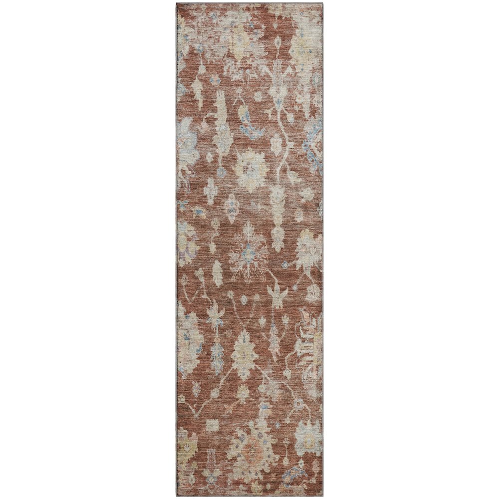 Premium Machine Washable Mayfield AMF2355 Orange 2'3" x 7'6" Runner Rug