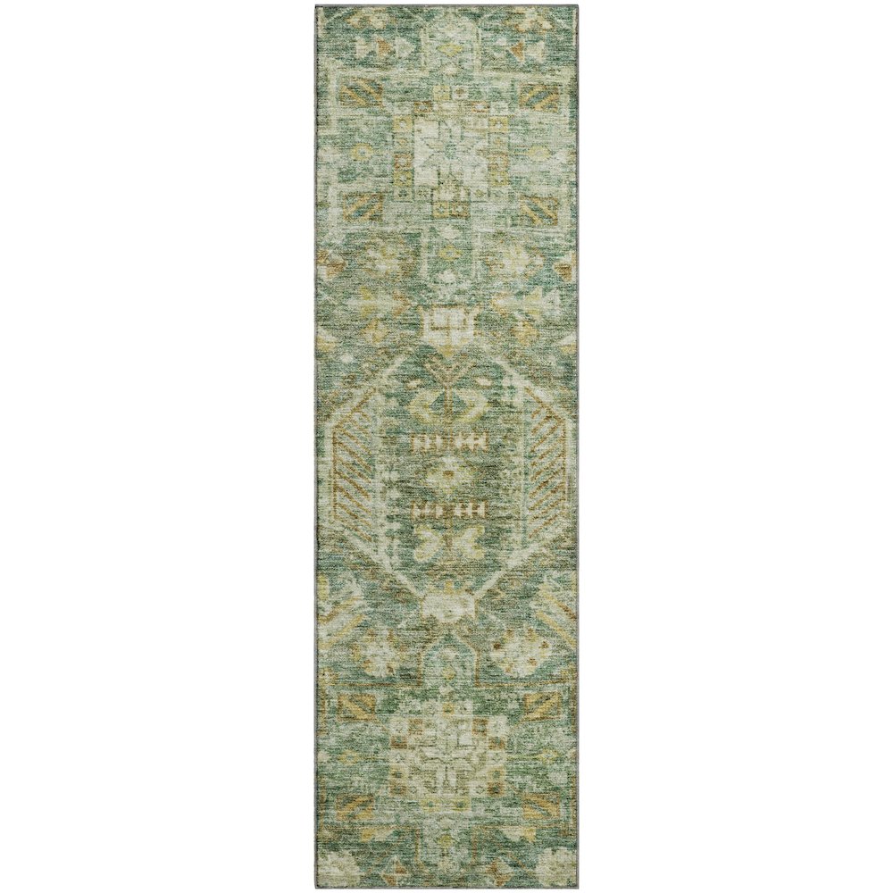 Premium Machine Washable Mayfield AMF2356 Green 2'3" x 7'6" Runner Rug