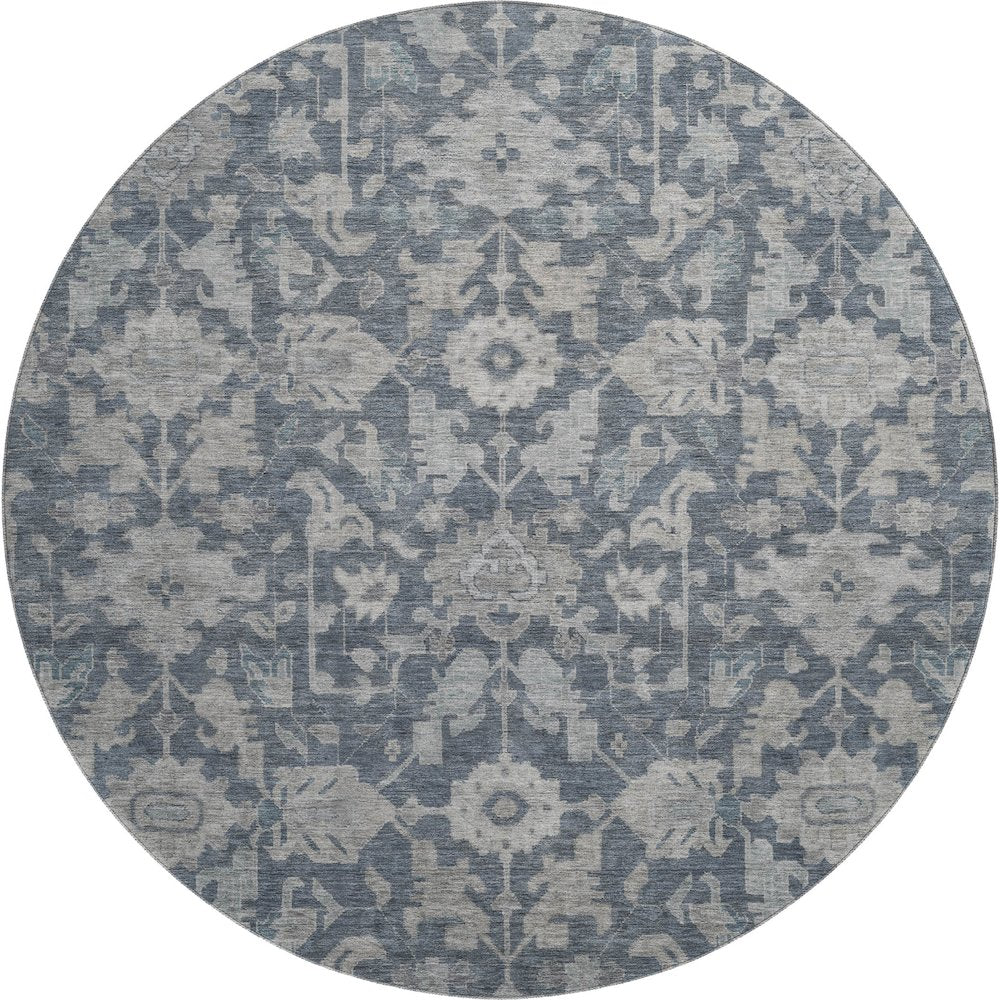 Premium Machine Washable Mayfield AMF2358 Blue 8' x 8' Round Rug