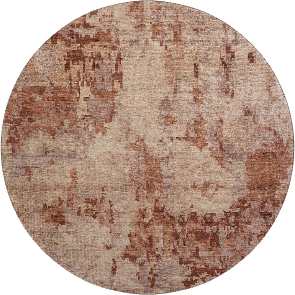 Premium Machine Washable Mayfield AMF2360 Orange 8' x 8' Round Rug