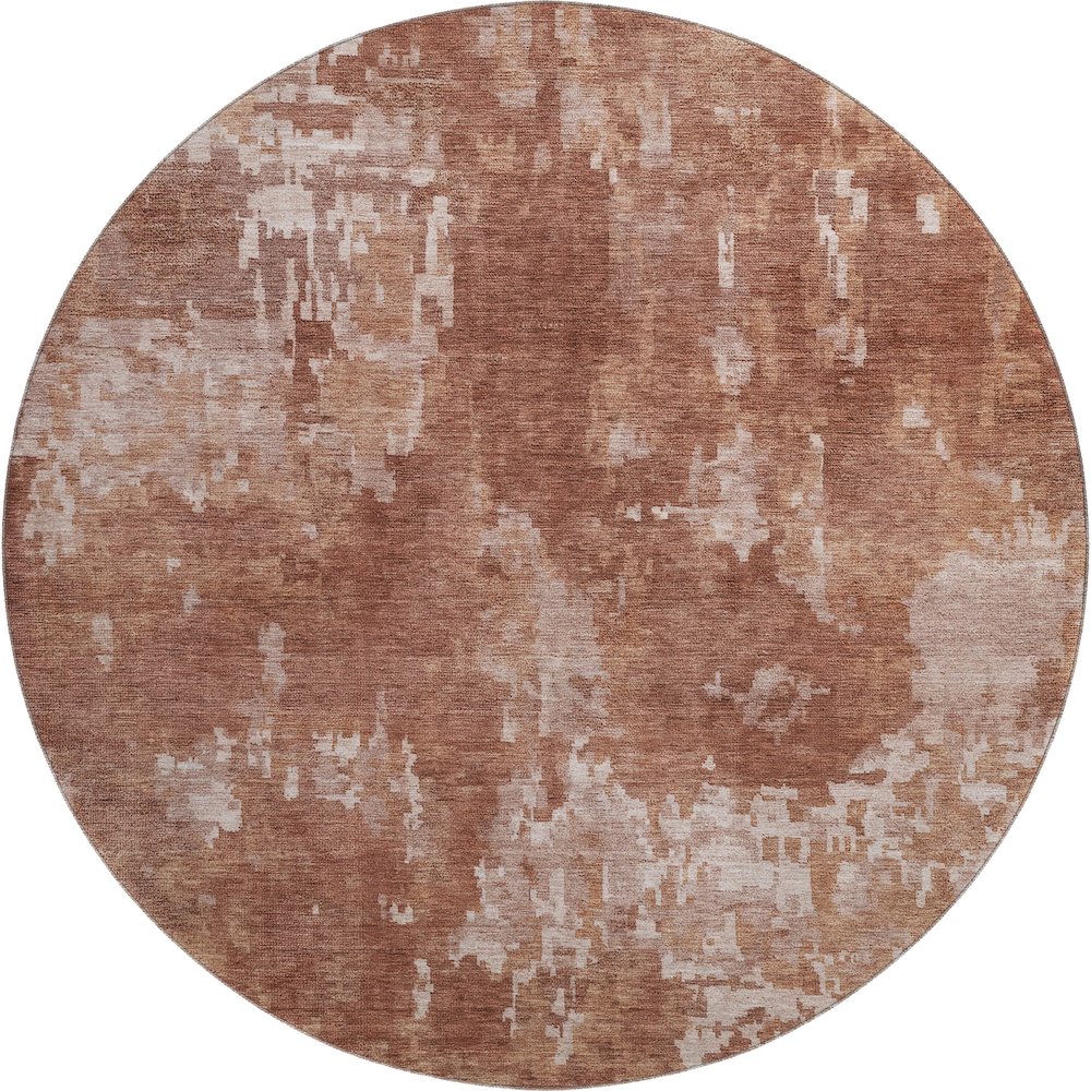 Premium Machine Washable Mayfield AMF2361 Orange 8' x 8' Round Rug