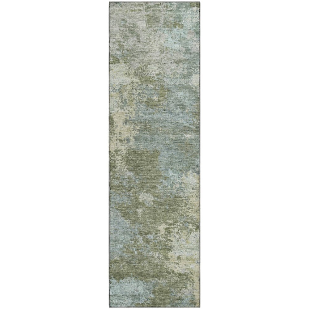 Premium Machine Washable Mayfield AMF2364 Green 2'3" x 7'6" Runner Rug
