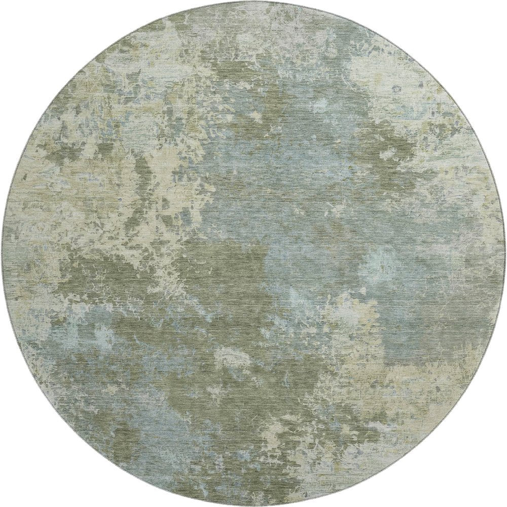 Premium Machine Washable Mayfield AMF2364 Green 8' x 8' Round Rug