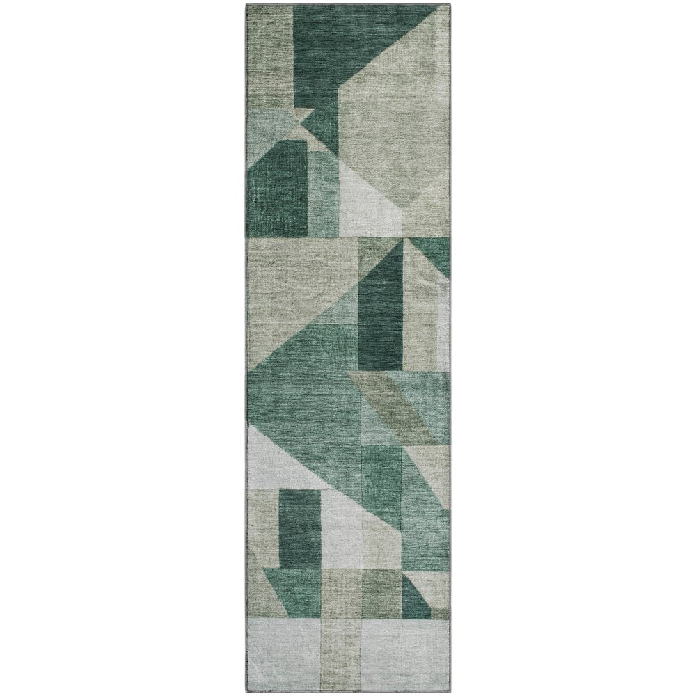 Premium Machine Washable Mayfield AMF2365 Green 2'3" x 7'6" Runner Rug