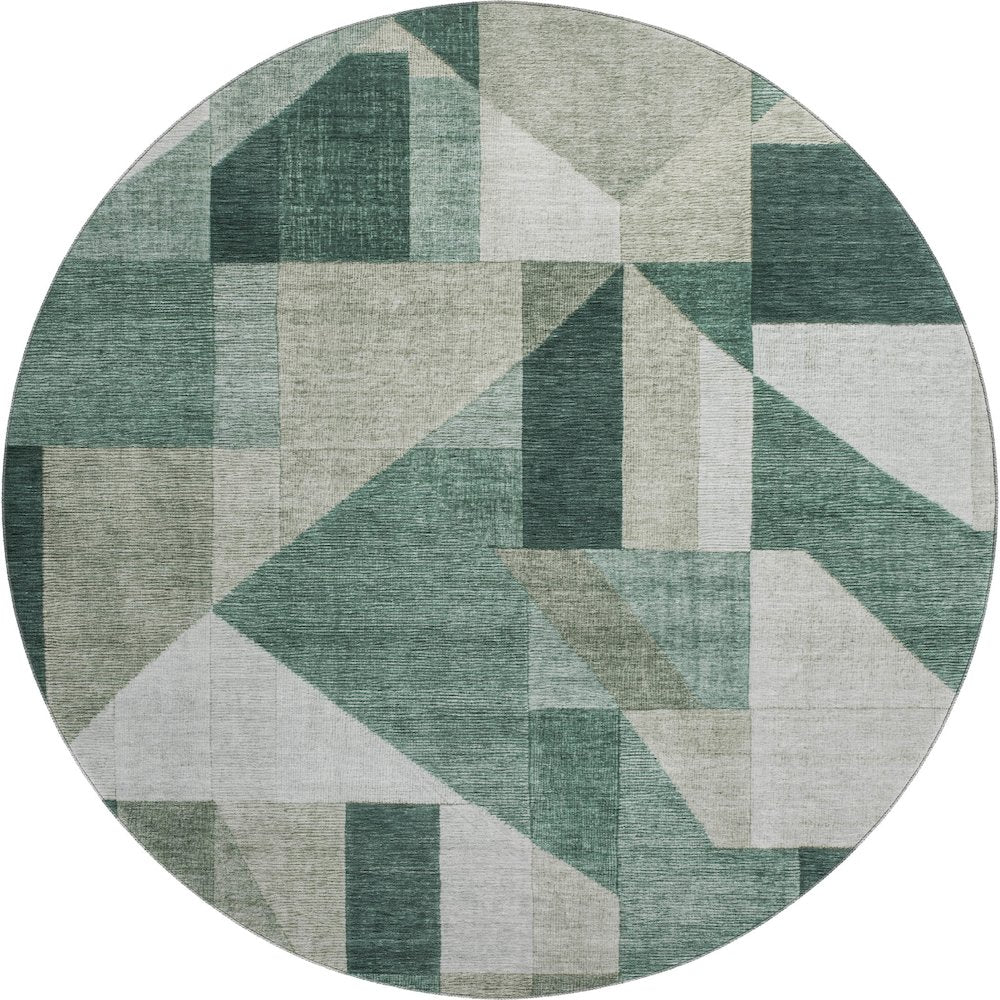 Premium Machine Washable Mayfield AMF2365 Green 8' x 8' Round Rug