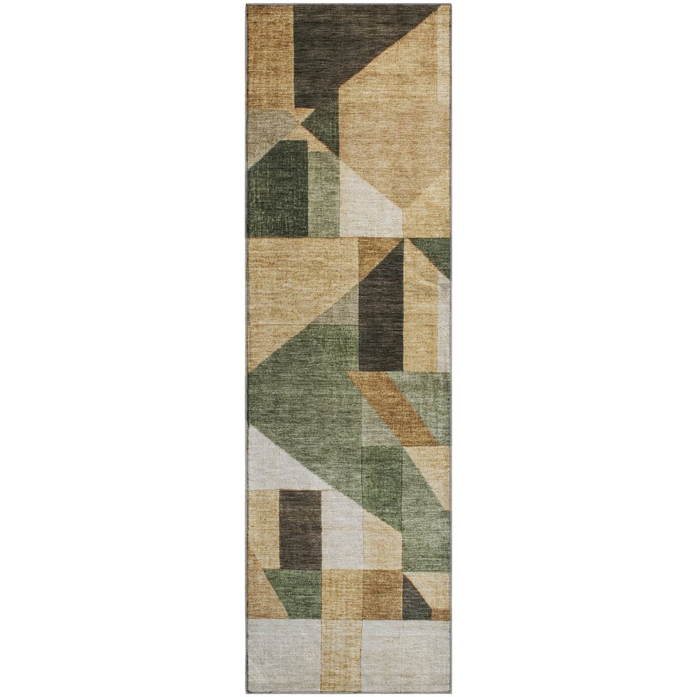 Premium Machine Washable Mayfield AMF2365 Green 2'3" x 7'6" Runner Rug