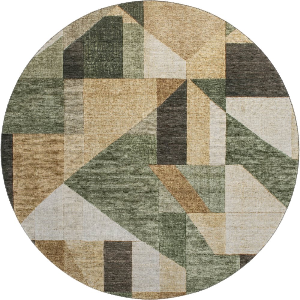 Premium Machine Washable Mayfield AMF2365 Green 8' x 8' Round Rug