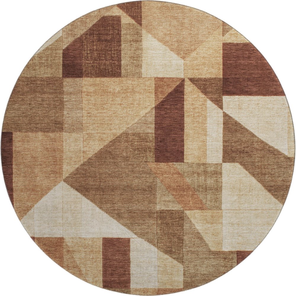 Premium Machine Washable Mayfield AMF2365 Orange 8' x 8' Round Rug