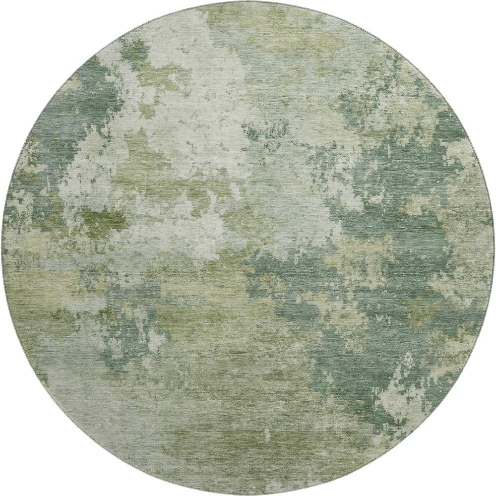Premium Machine Washable Mayfield AMF2367 Green 8' x 8' Round Rug