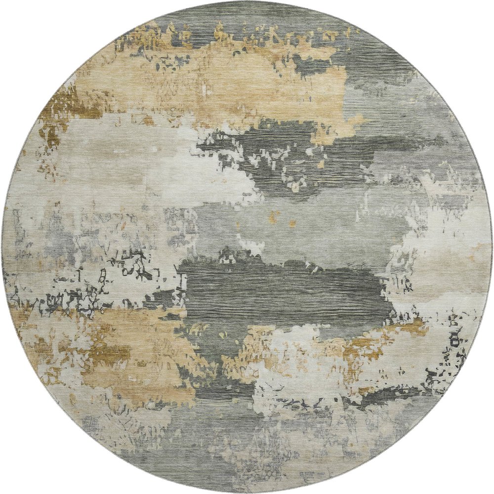 Premium Machine Washable Mayfield AMF2372 Green 8' x 8' Round Rug