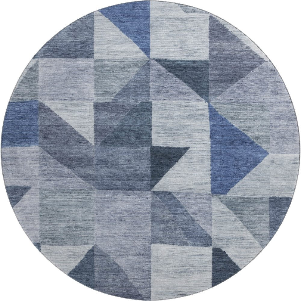 Premium Machine Washable Mayfield AMF2373 Blue 8' x 8' Round Rug