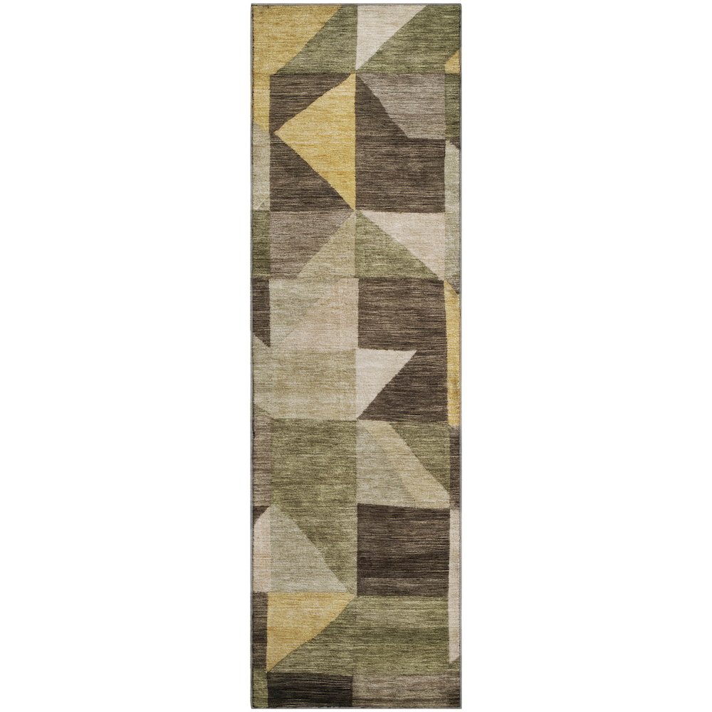 Premium Machine Washable Mayfield AMF2373 Green 2'3" x 7'6" Runner Rug