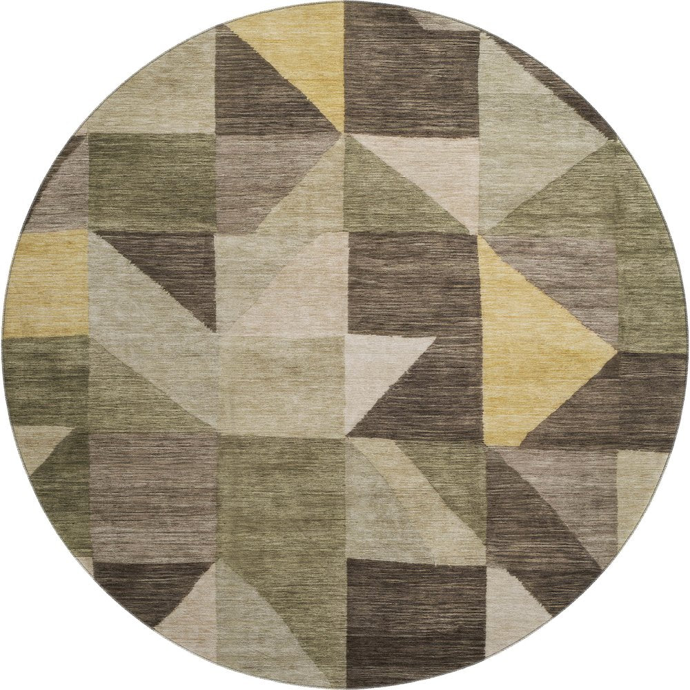 Premium Machine Washable Mayfield AMF2373 Green 8' x 8' Round Rug