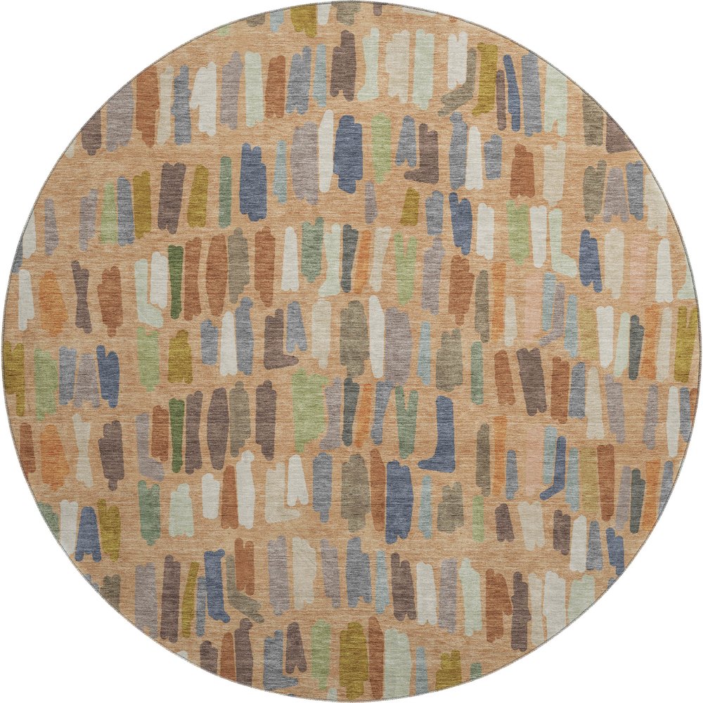 Premium Machine Washable Mayfield AMF2377 Orange 8' x 8' Round Rug