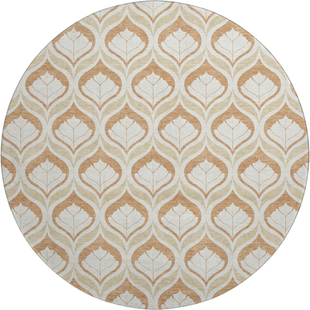 Premium Machine Washable Mayfield AMF2379 Orange 8' x 8' Round Rug