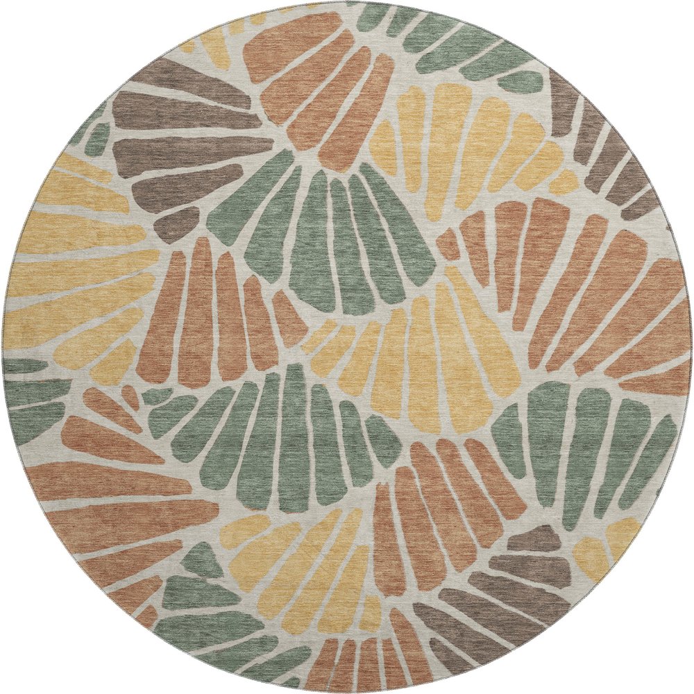 Premium Machine Washable Mayfield AMF2384 Green 8' x 8' Round Rug