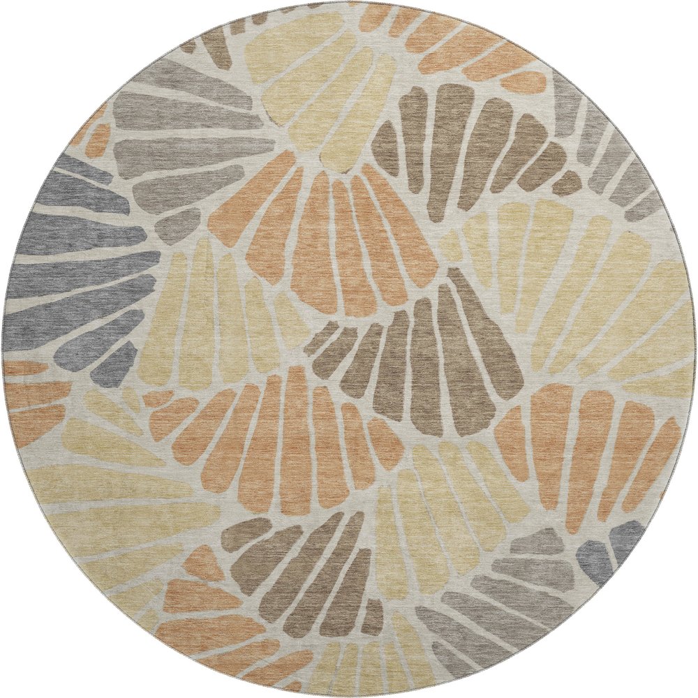 Premium Machine Washable Mayfield AMF2384 Orange 8' x 8' Round Rug