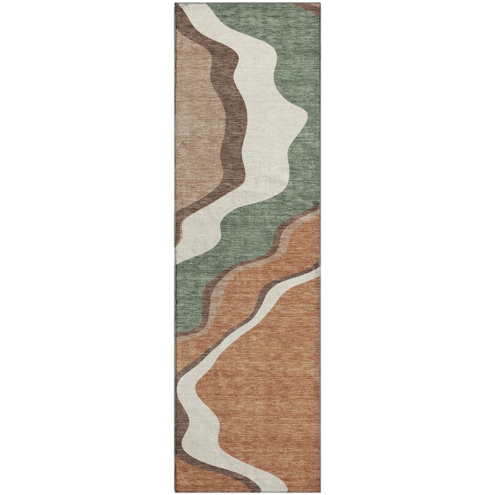 Premium Machine Washable Mayfield AMF2386 Orange 2'3" x 7'6" Runner Rug