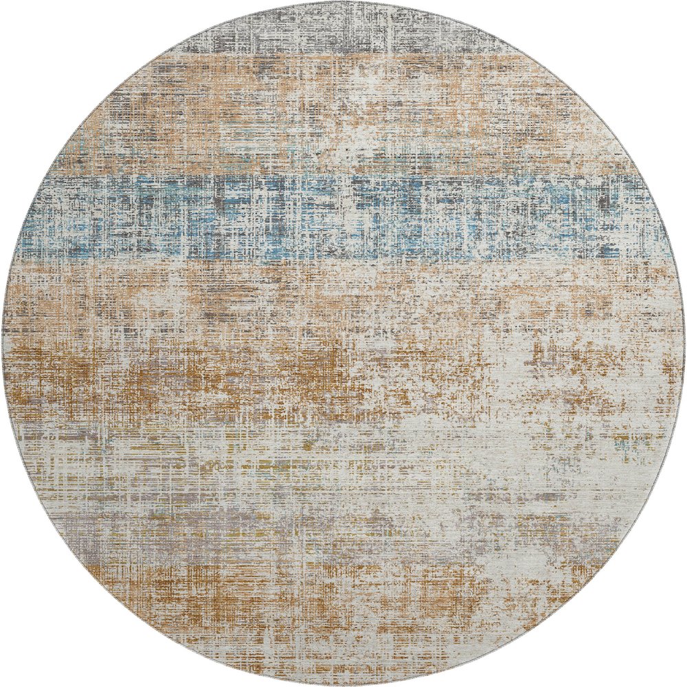 Premium Machine Washable Mayfield AMF2388 Orange 8' x 8' Round Rug