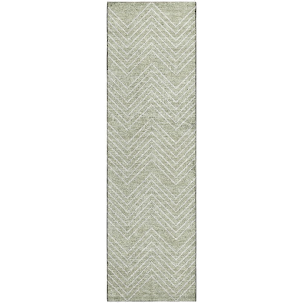 Premium Machine Washable Mayfield AMF2390 Green 2'3" x 7'6" Runner Rug