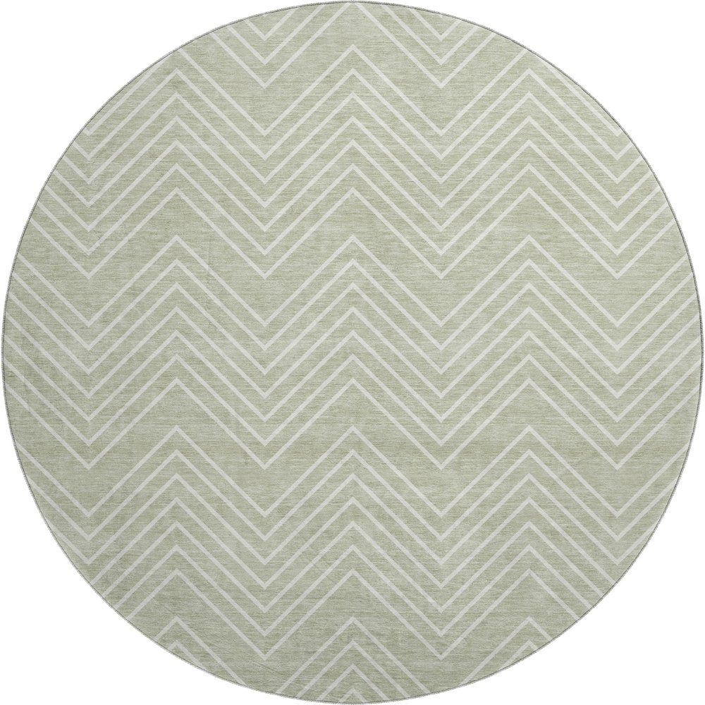Premium Machine Washable Mayfield AMF2390 Green 8' x 8' Round Rug
