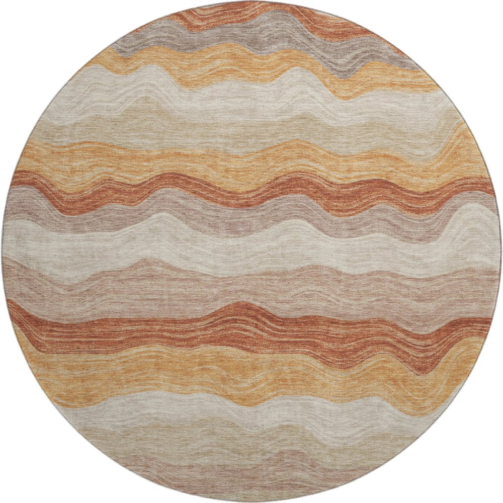 Premium Machine Washable Mayfield AMF2397 Orange 8' x 8' Round Rug