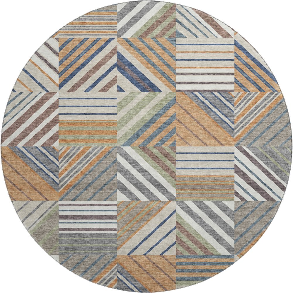 Premium Machine Washable Mayfield AMF2399 Orange 8' x 8' Round Rug