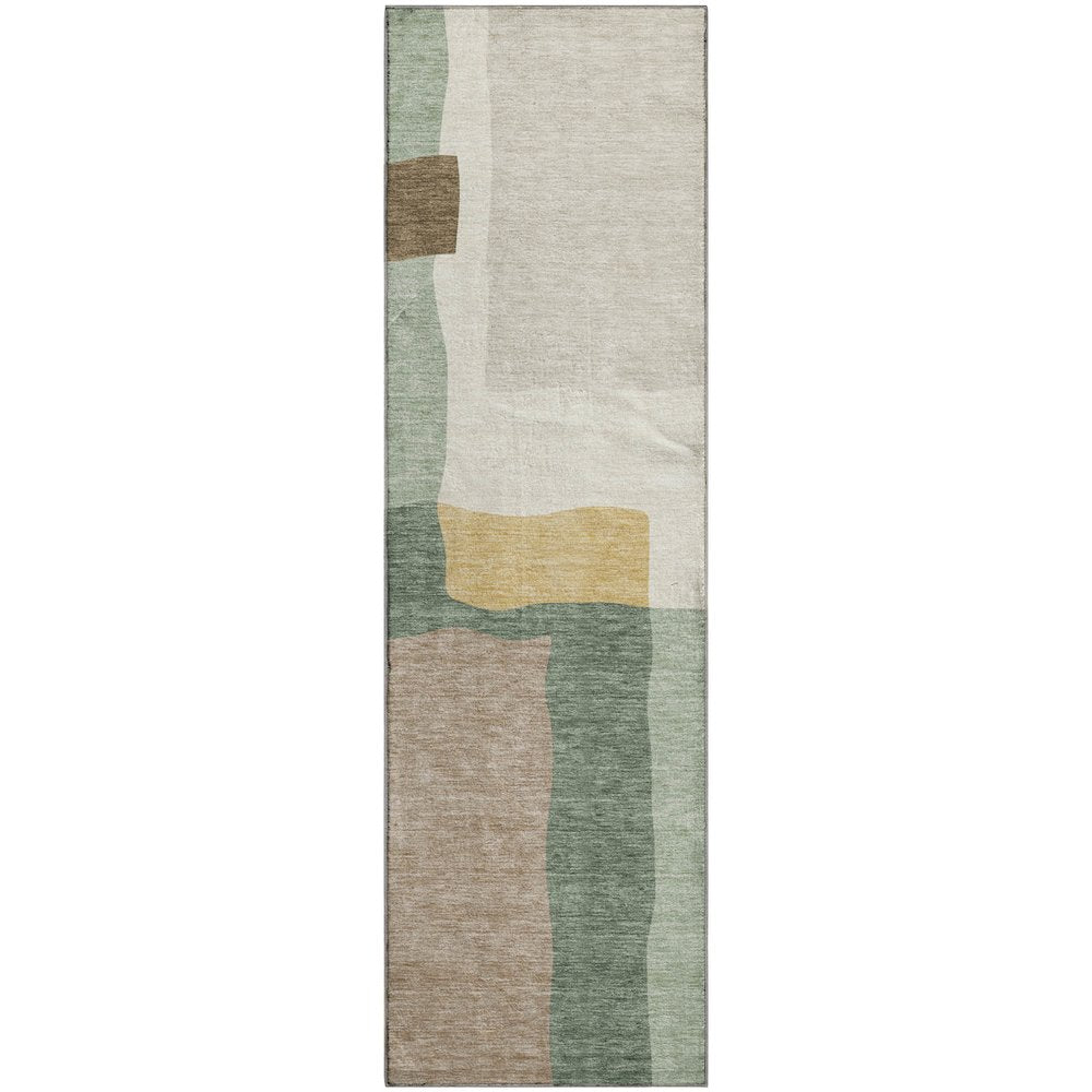 Premium Machine Washable Mayfield AMF2400 Green 2'3" x 7'6" Runner Rug