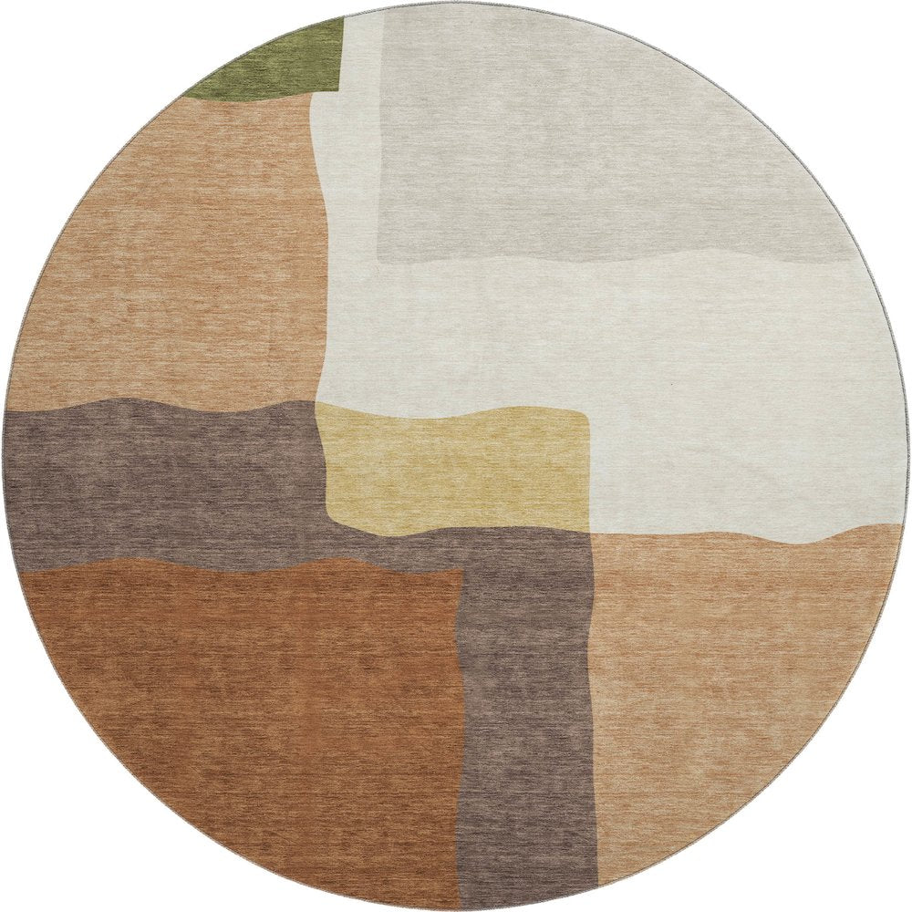 Premium Machine Washable Mayfield AMF2400 Orange 8' x 8' Round Rug