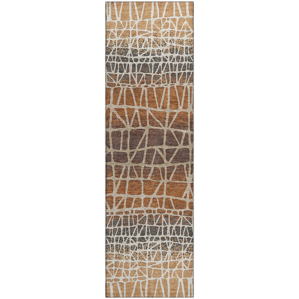 Premium Machine Washable Mayfield AMF2404 Orange 2'3" x 7'6" Runner Rug
