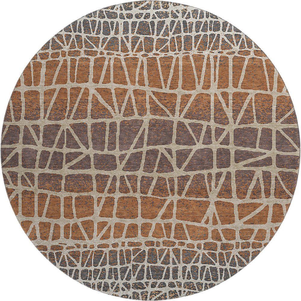 Premium Machine Washable Mayfield AMF2404 Orange 8' x 8' Round Rug