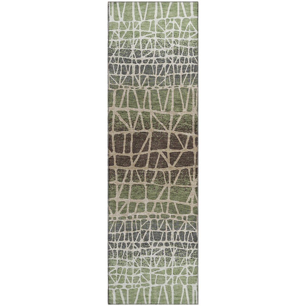 Premium Machine Washable Mayfield AMF2404 Green 2'3" x 7'6" Runner Rug