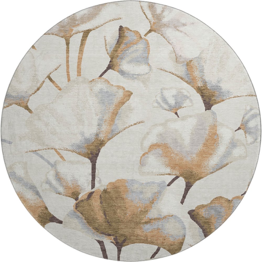 Premium Machine Washable Mayfield AMF2405 Orange 8' x 8' Round Rug