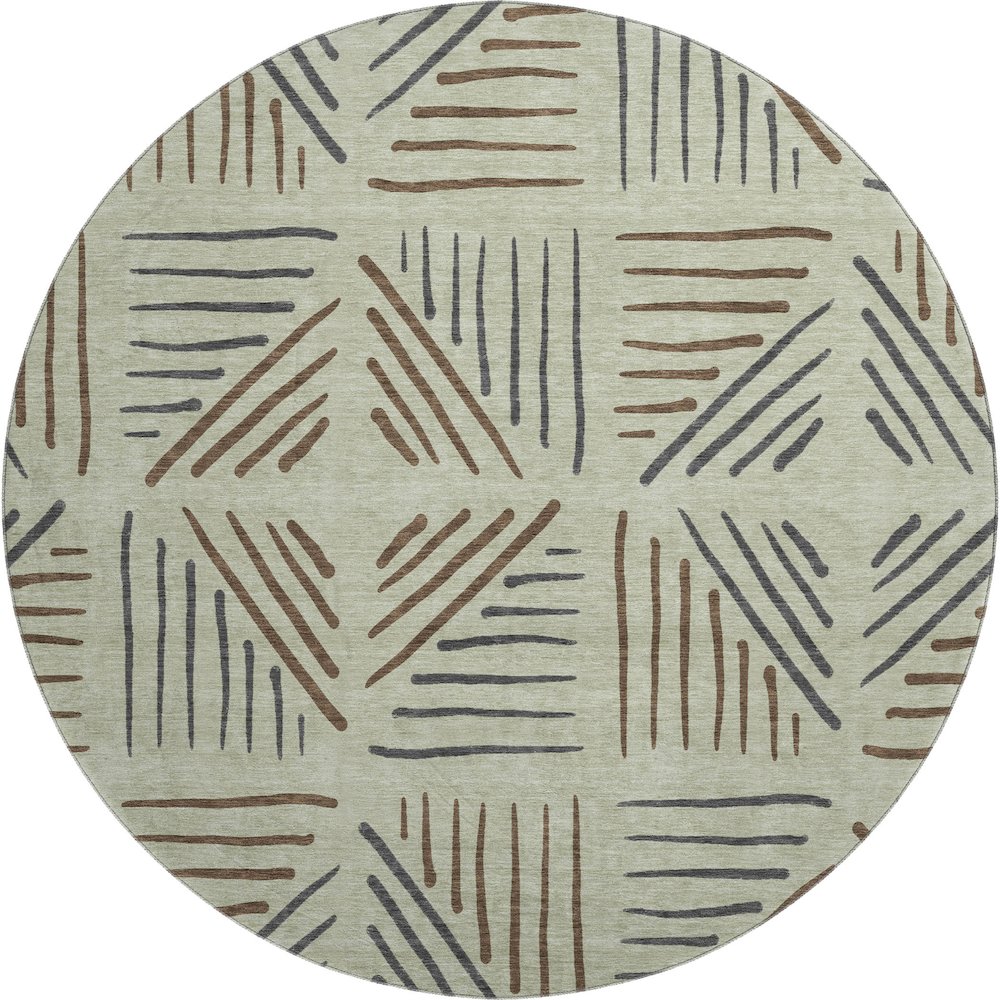 Premium Machine Washable Mayfield AMF2413 Green 8' x 8' Round Rug