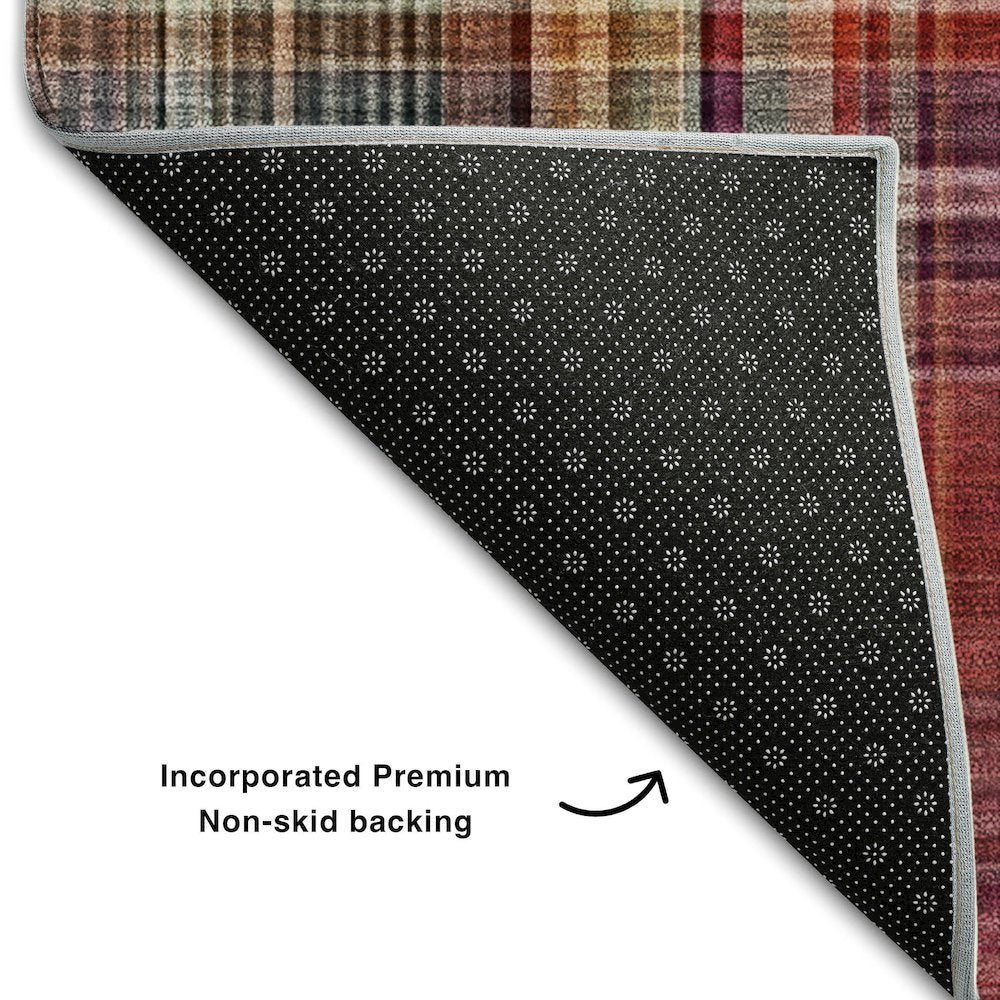 Premium Machine Washable Mayfield  Red 8' x 8' Round Rug
