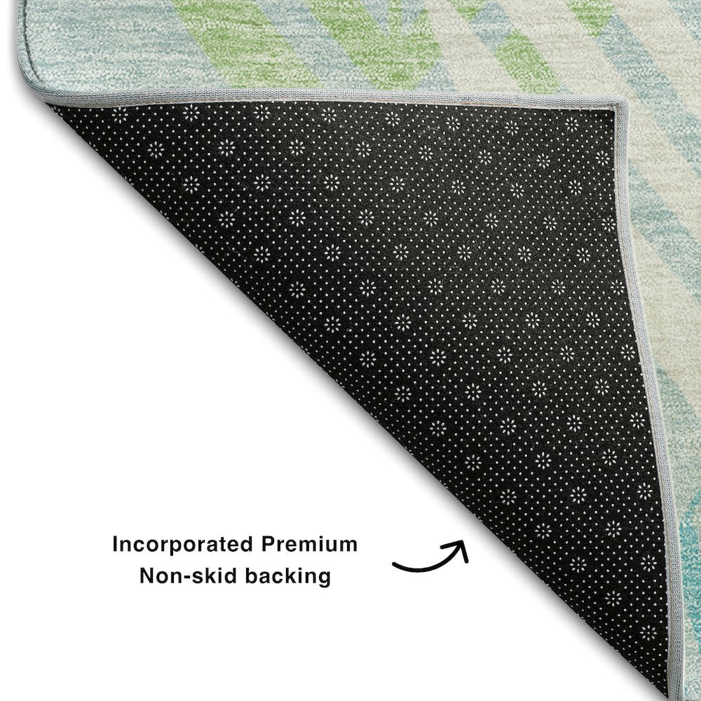 Premium Machine Washable Mayfield AMF744 Teal 8' x 8' Round Rug