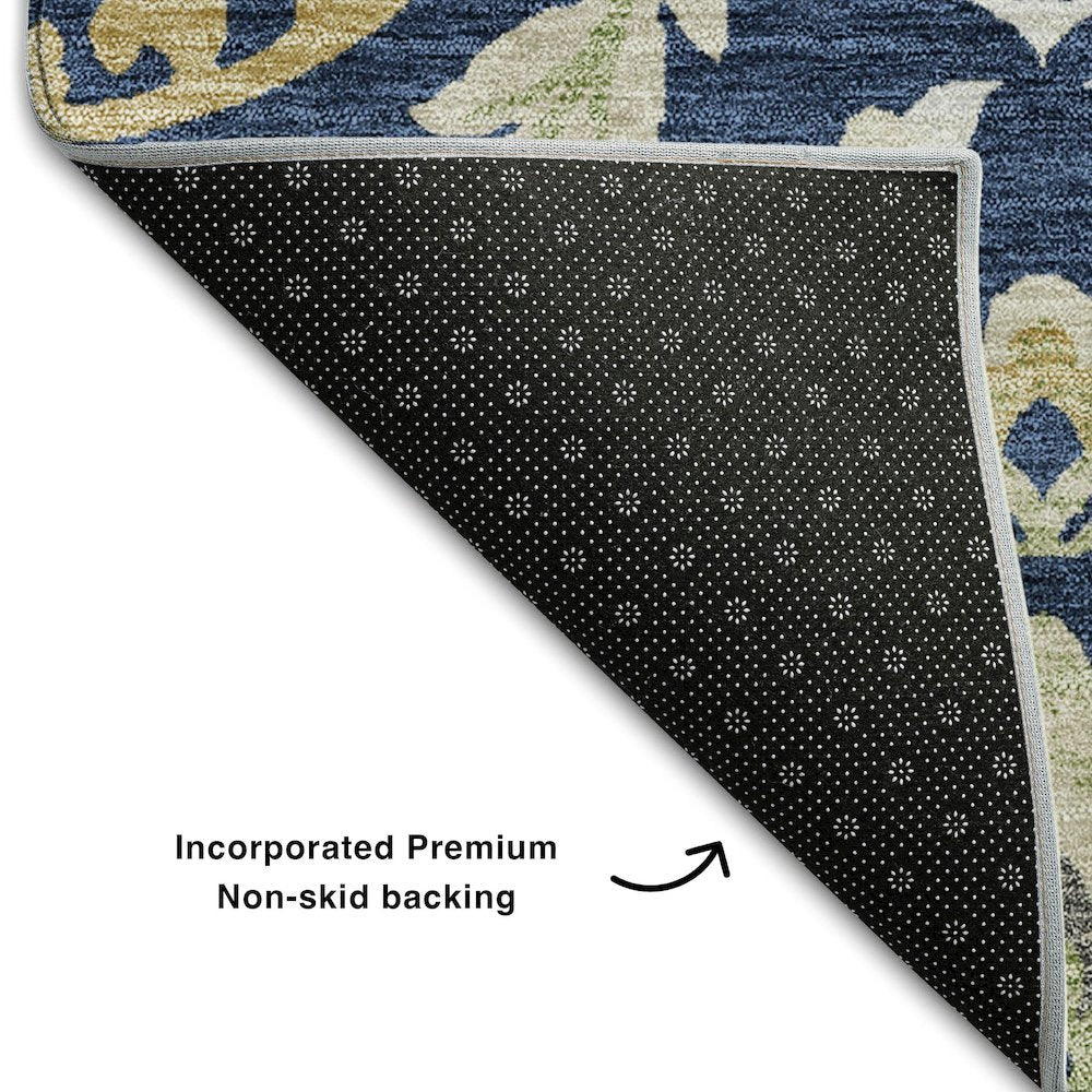 Premium Machine Washable Mayfield AMF751 Navy 8' x 8' Round Rug