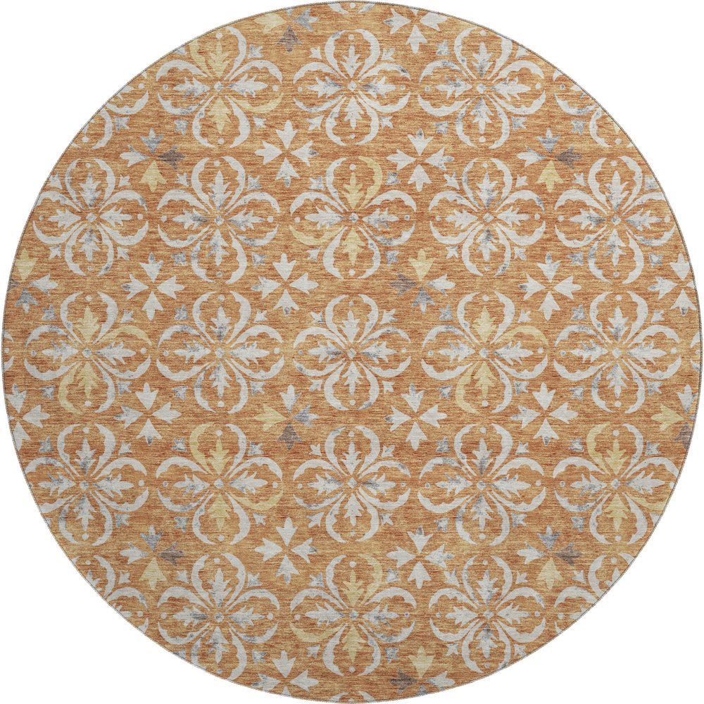 Premium Machine Washable Mayfield AMF930 Copper 8' x 8' Round Rug