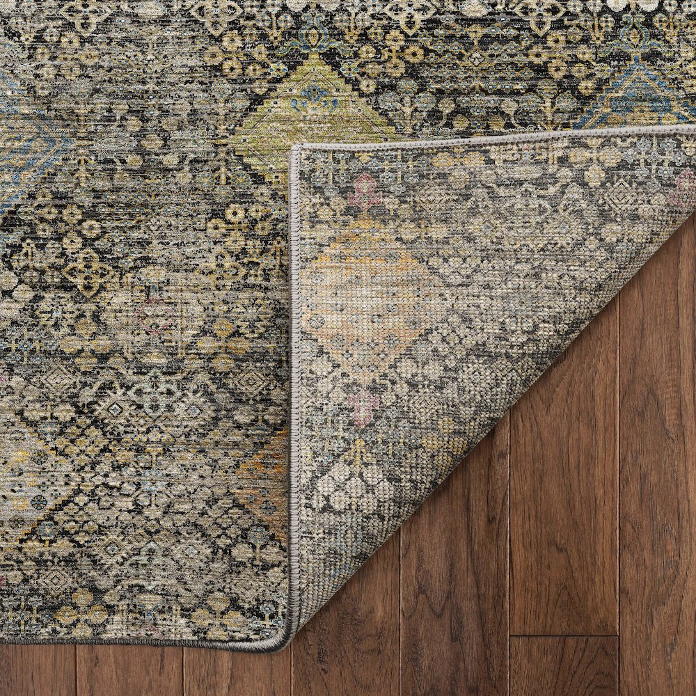 Machine Washable Aristo AR1 Black 2'3" x 7'6" Runner Rug