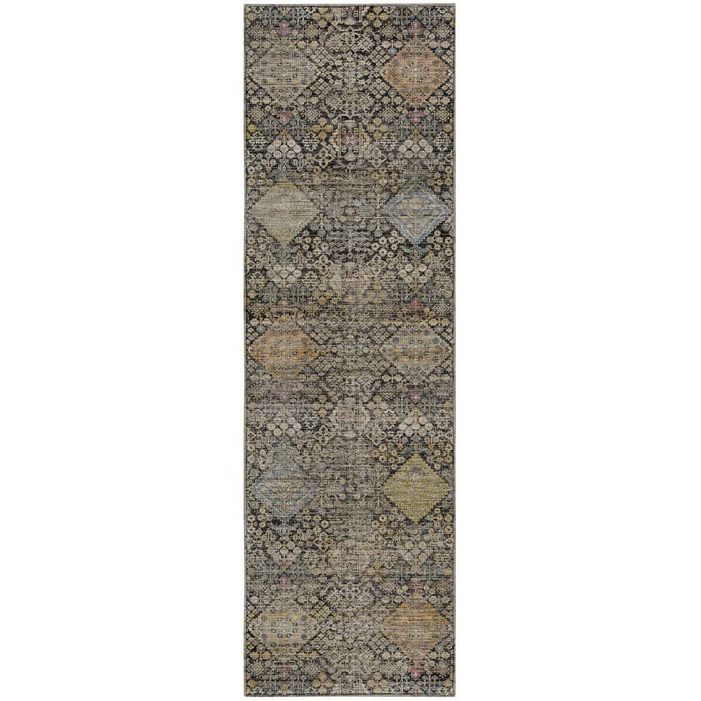 Machine Washable Aristo AR1 Black 2'3" x 7'6" Runner Rug