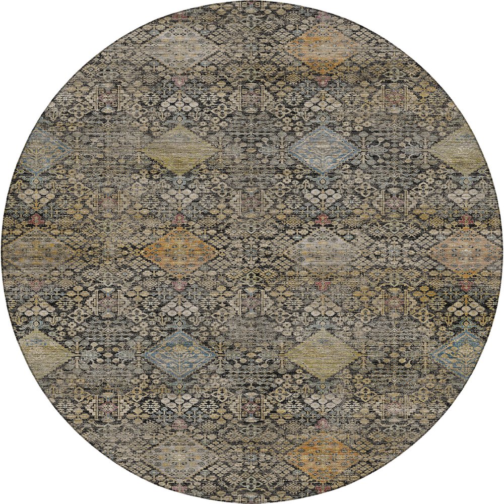 Machine Washable Aristo AR1 Black 8' x 8' Round Rug