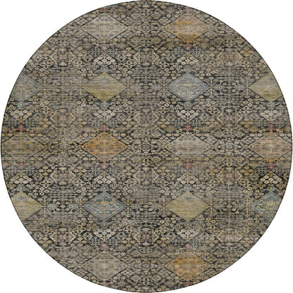 Machine Washable Aristo AR1 Black 8' x 8' Round Rug