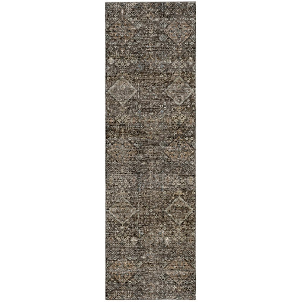 Machine Washable Aristo AR1 Brown 2'3" x 7'6" Runner Rug