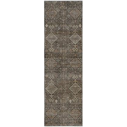 Machine Washable Aristo AR1 Brown 2'3" x 7'6" Runner Rug