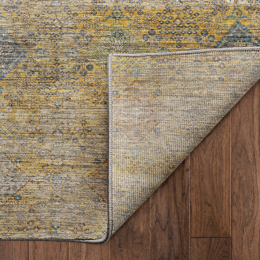 Machine Washable Aristo AR1 Gold 8' x 8' Round Rug