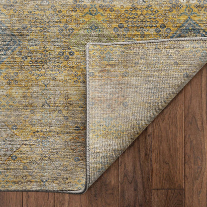 Machine Washable Aristo AR1 Gold 8' x 8' Round Rug