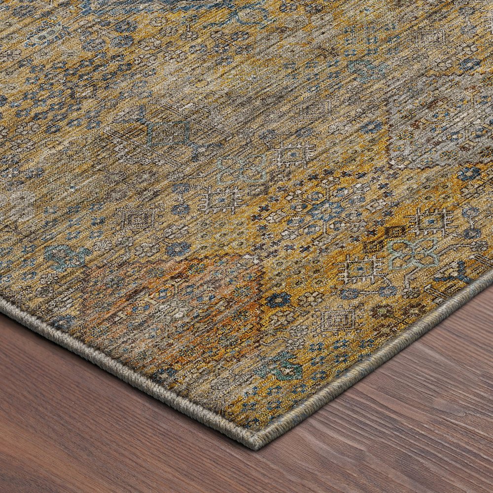 Machine Washable Aristo AR1 Gold 8' x 8' Round Rug