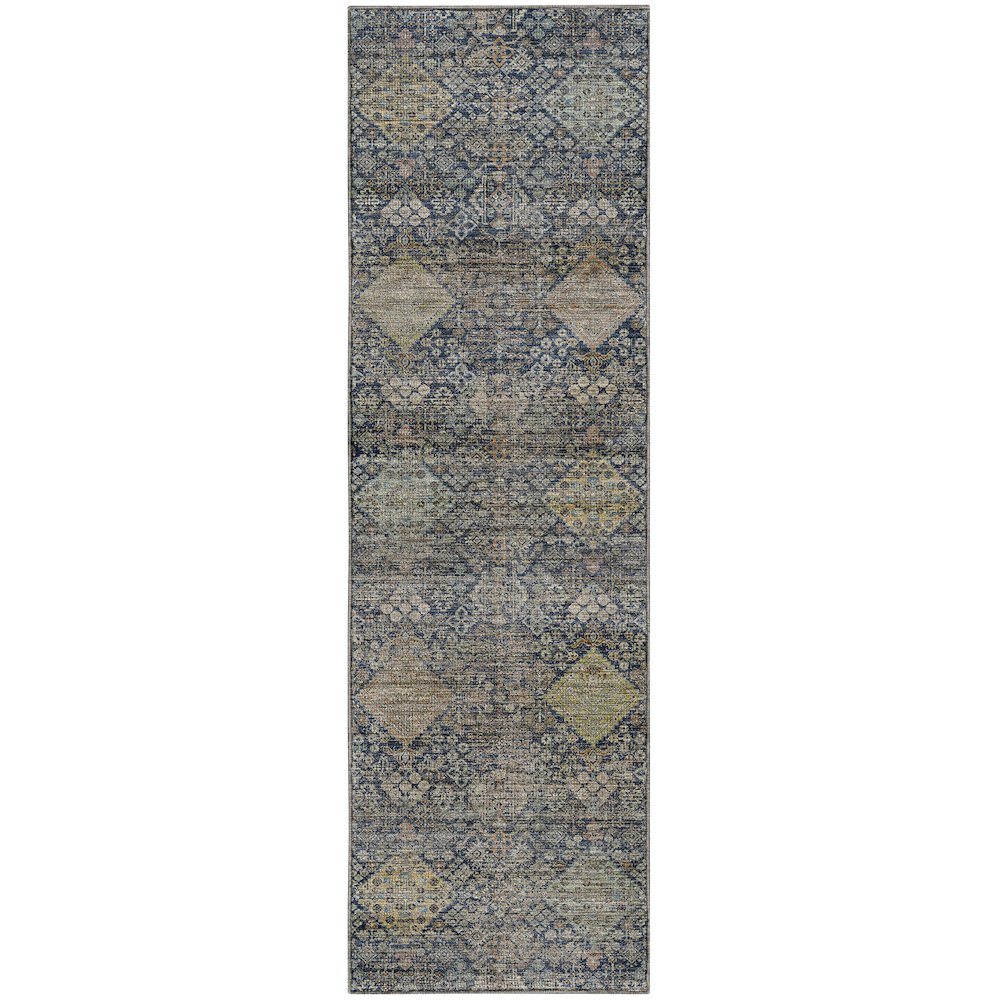 Machine Washable Aristo AR1 Blue 2'3" x 7'6" Runner Rug