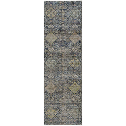 Machine Washable Aristo AR1 Blue 2'3" x 7'6" Runner Rug